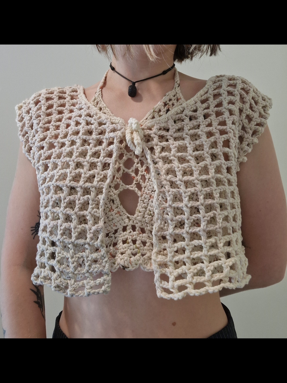 Handmade cream crochet crop top 🤍✨